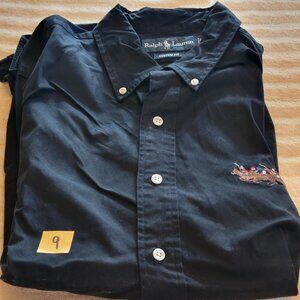 Men's Button Down	Polo by Ralph Lauren	L LS	Black Cotton	Crisp black cotton